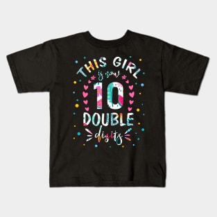 In My Double Digits Era Retro 10 Year Old 10th Birthday Girl Kids T-Shirt